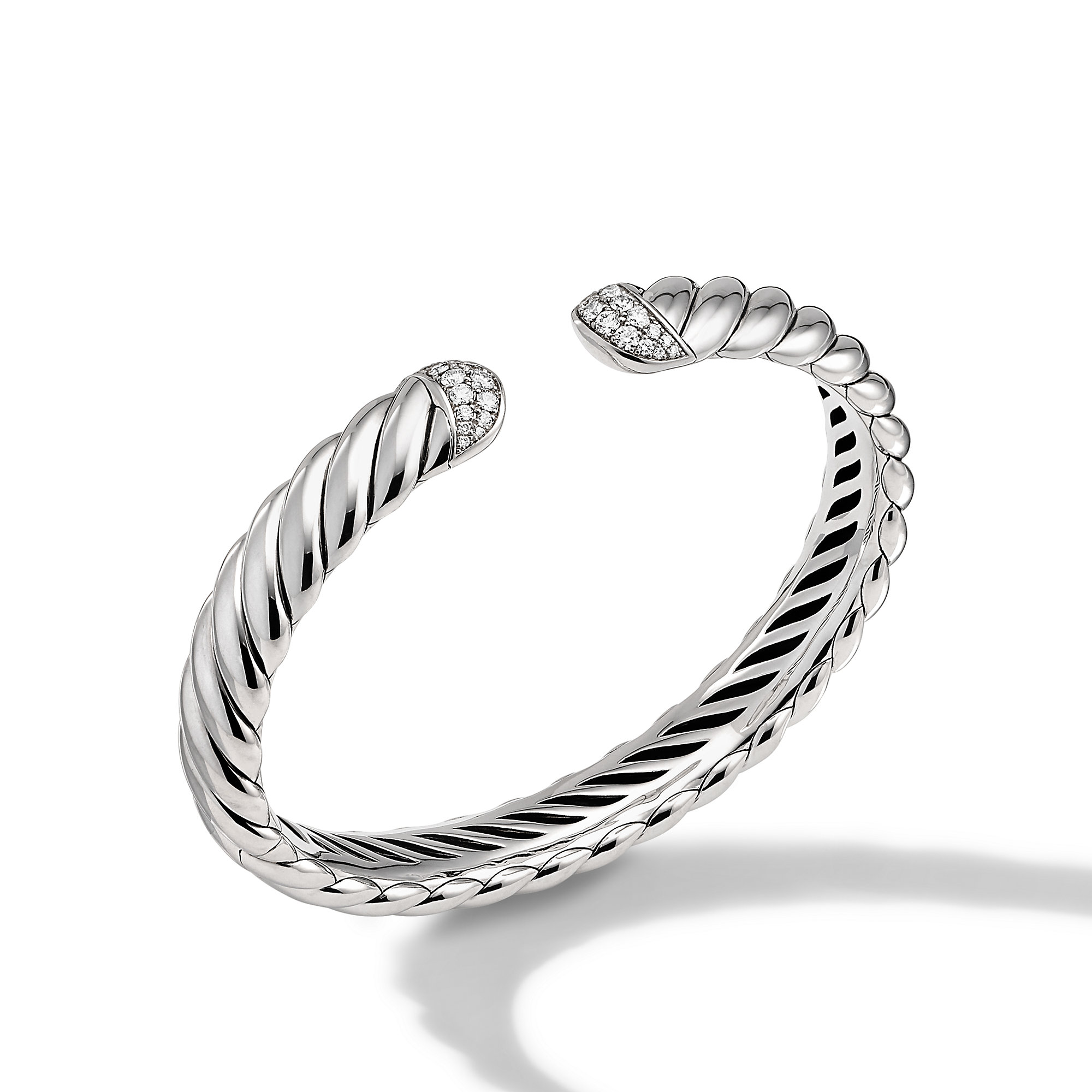 David Yurman 10mm Sculpted Cable Cuff Bracelet with Pave Diamonds, size  medium | Lee Michaels Fine Jewelry stores