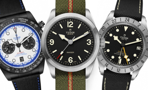 A selection of three TUDOR military watches, all available at BENARI JEWELERS.