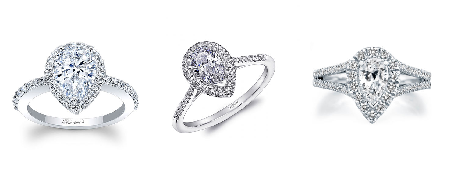Halo Pear-Shaped Engagement Rings at Benari Jewelers