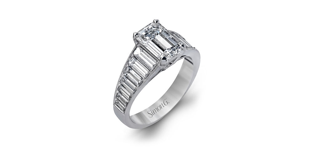 Simon G Step-Cut Engagement Ring
