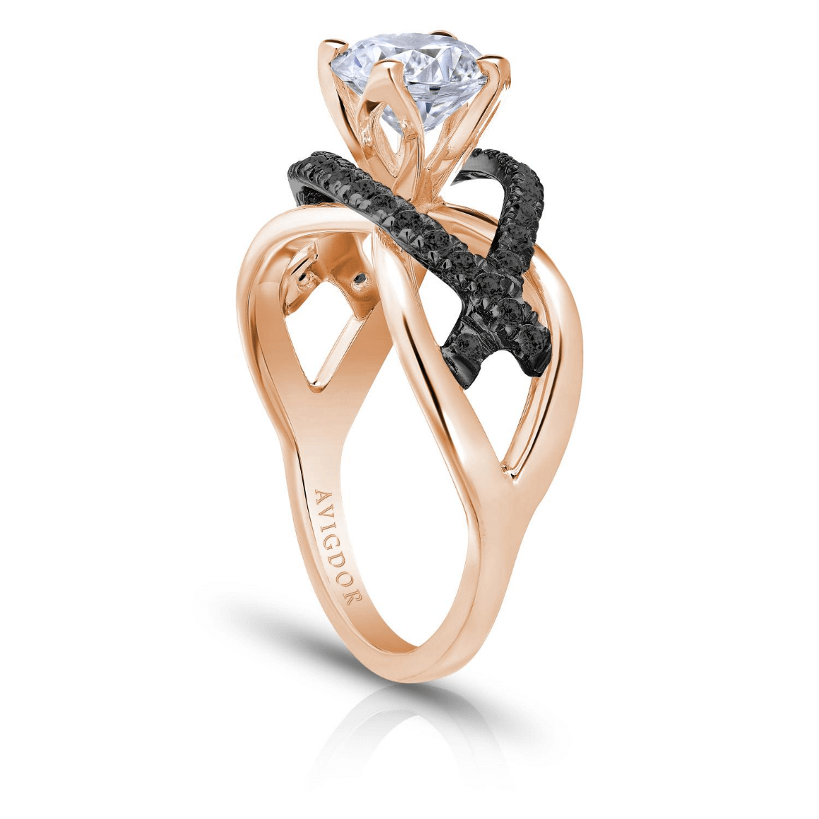 White Diamond and Black Diamond Engagement Ring