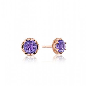 a pair of rose gold and amethyst studs by TACORI