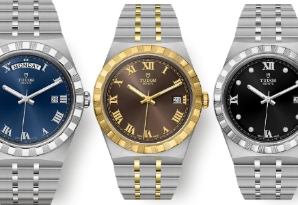 A close-up of three TUDOR Royal watches.