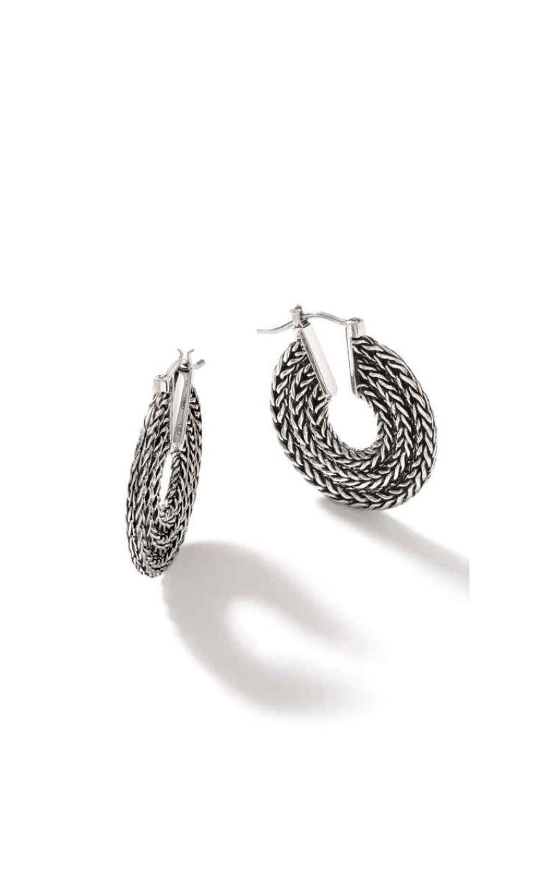 John Hardy Rata Chain Hoop Earrings EB900995