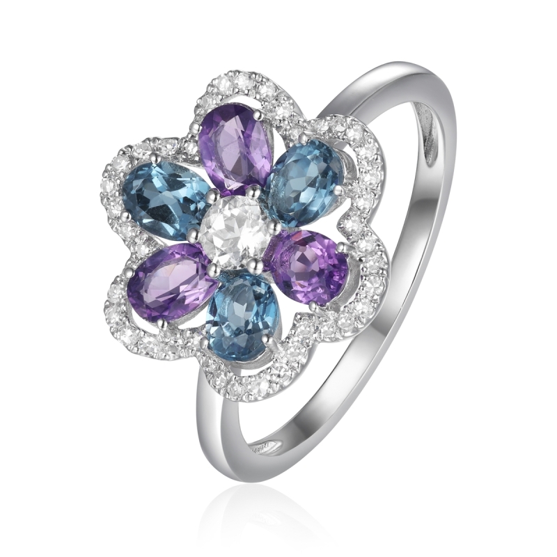 Luvente Cocktail Floral Ring R06378-MC.W Luvente Cocktail Floral Ring R06378-MC.W