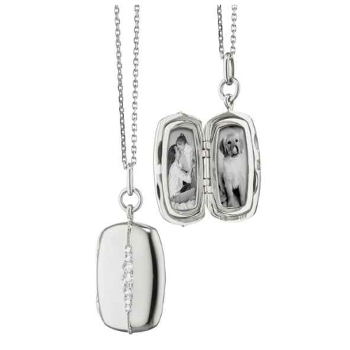 Monica Rich Kosann Slim Rectangle Kate Sterling Silver Locket Necklace 44343