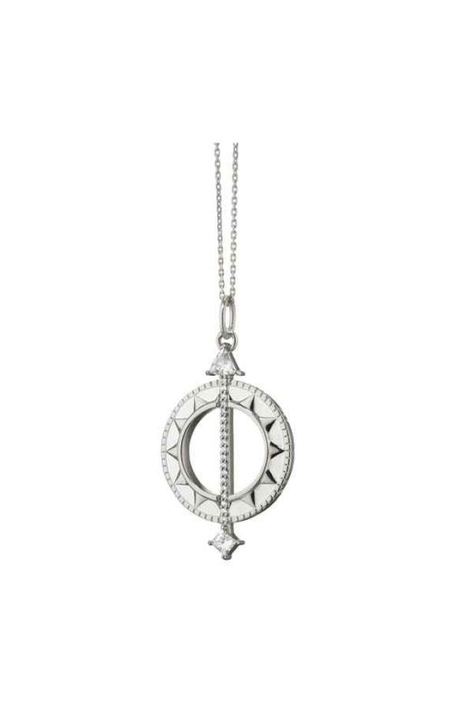 Monica Rich Kosann Sterling Silver White Enamel Sundial Charm - Time is Precious CH-41637