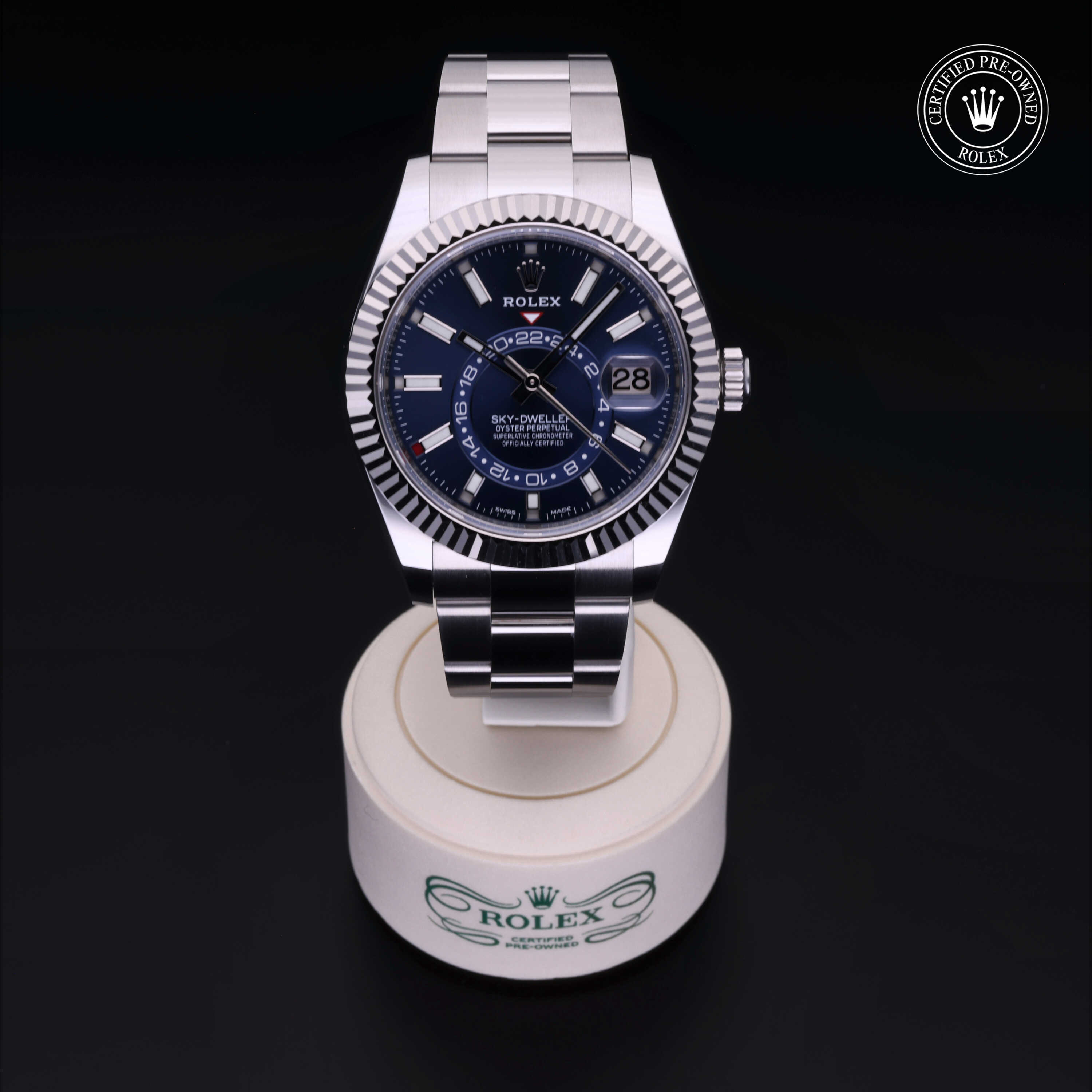 Rolex Sky-Dweller in Rolesor 18 Carat White M326934-0003 at Benari Jewelers