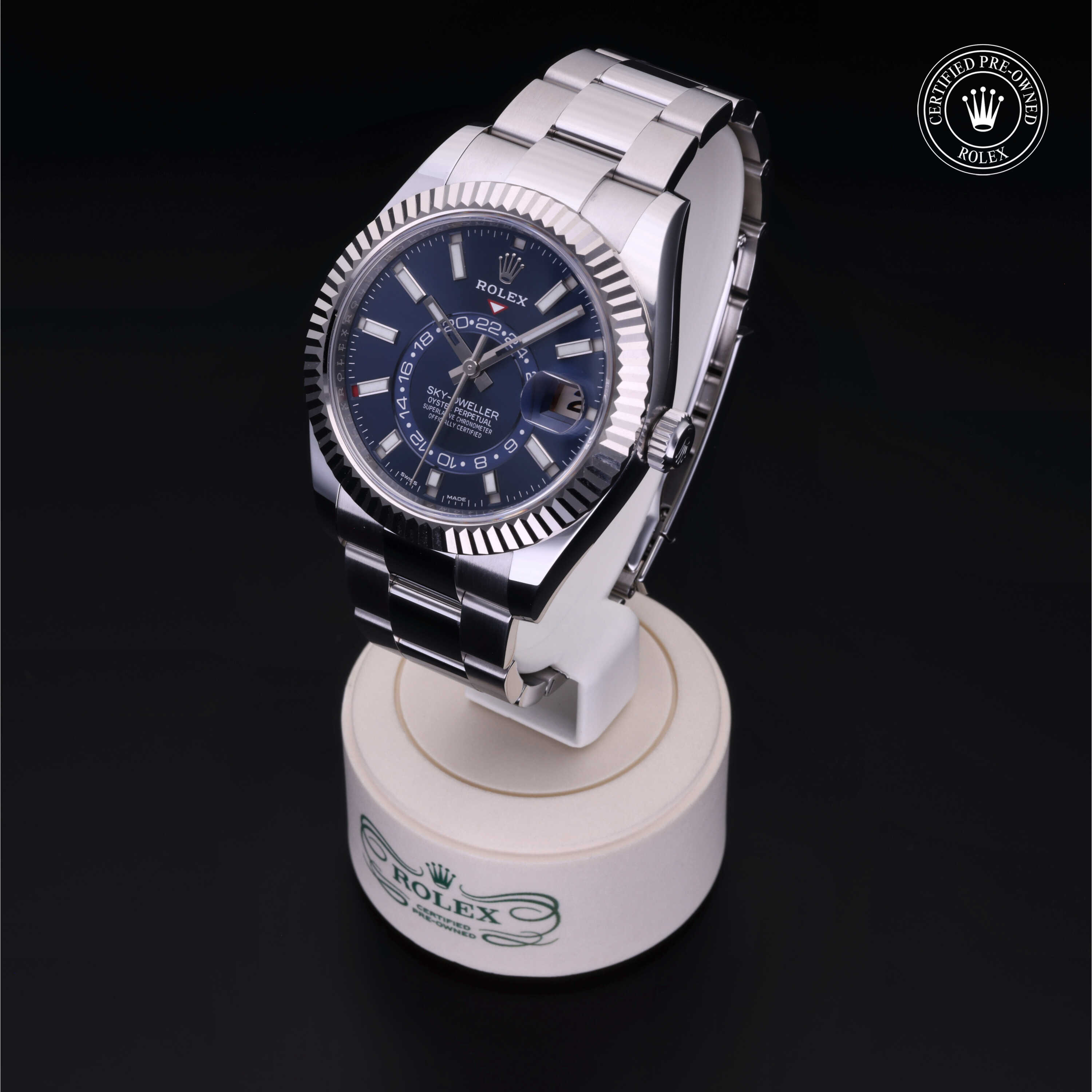 Rolex Sky-Dweller in Rolesor 18 Carat White M326934-0003 at Benari Jewelers