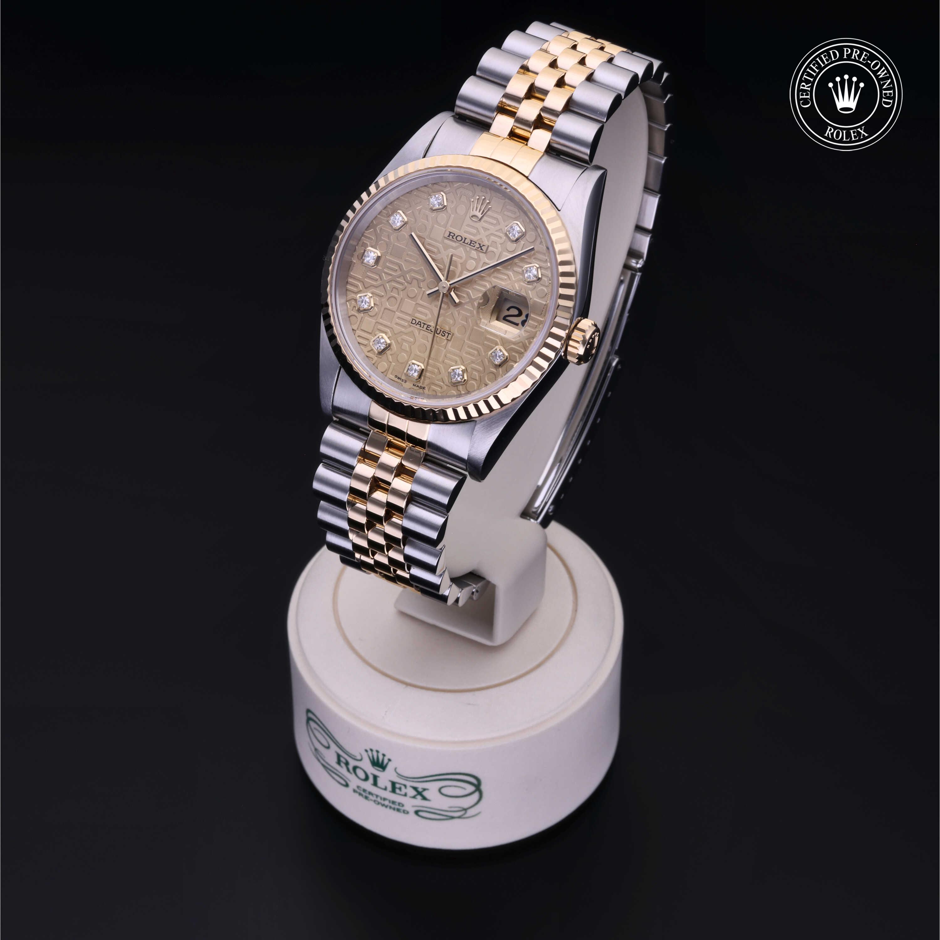 Rolex Datejust in Rolesor 18 Carat Yellow M16233-0015 at Benari Jewelers