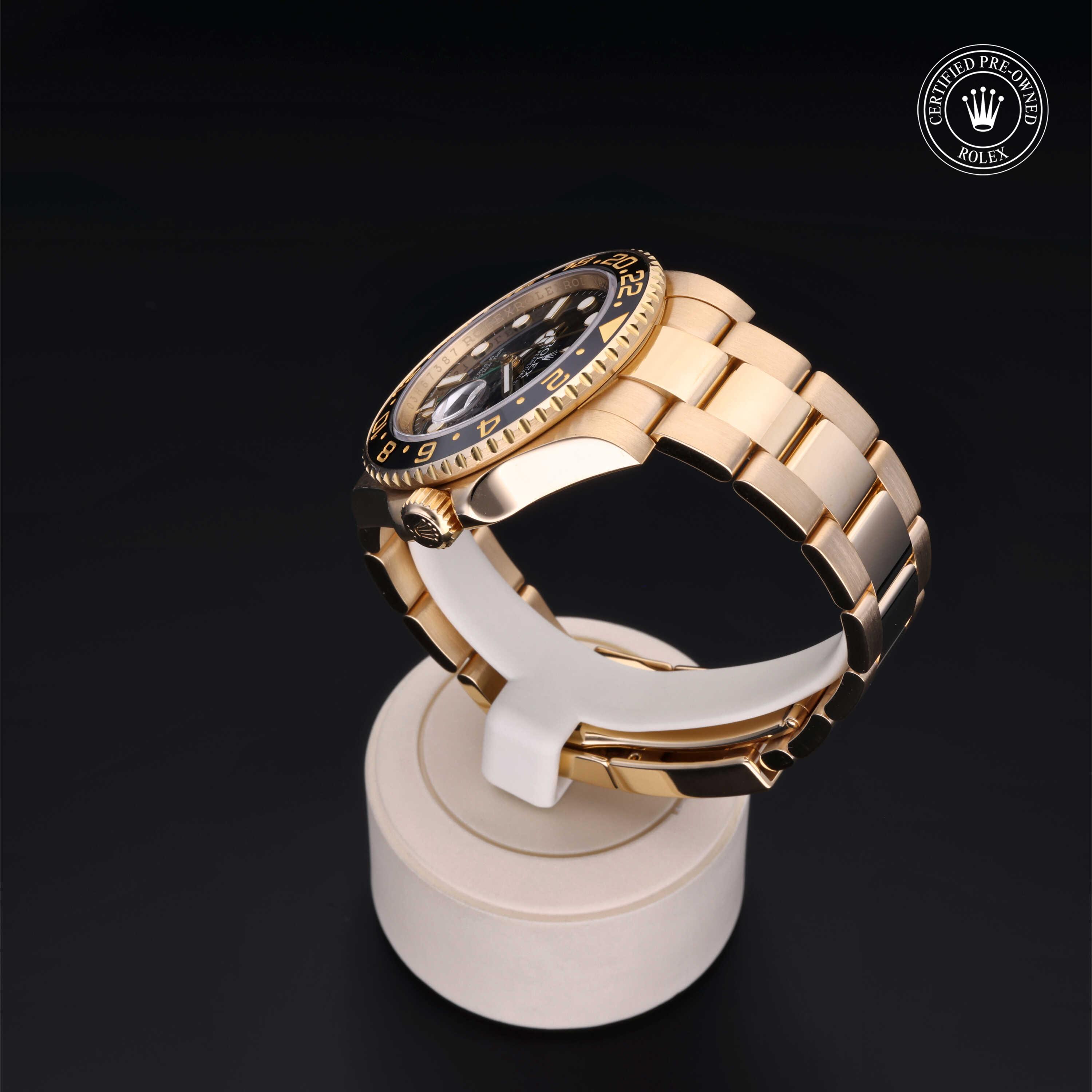Rolex GMT-Master II in Gold 18 Carat Yellow M116718LN-0001 at Benari Jewelers