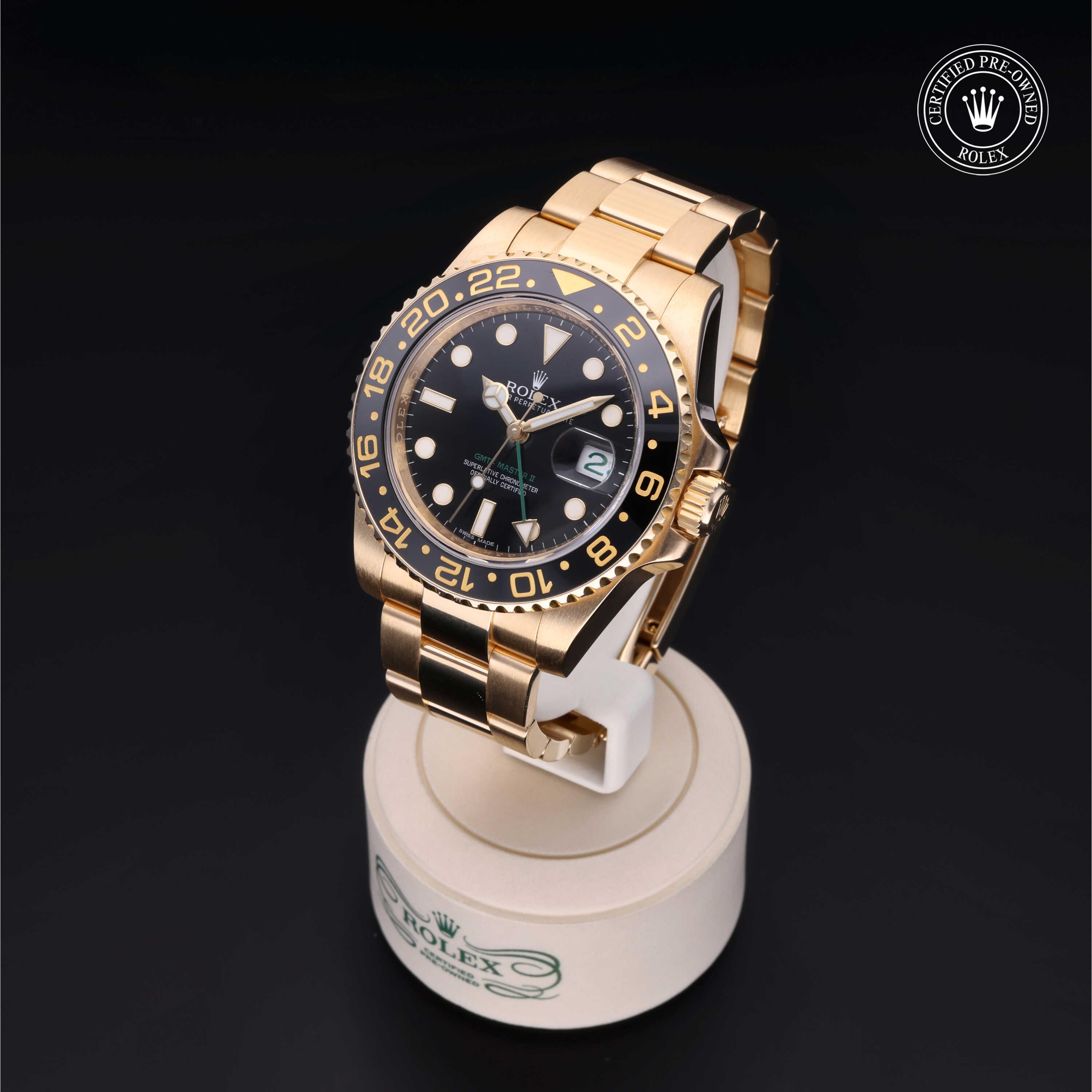 Rolex GMT-Master II in Gold 18 Carat Yellow M116718LN-0001 at Benari Jewelers