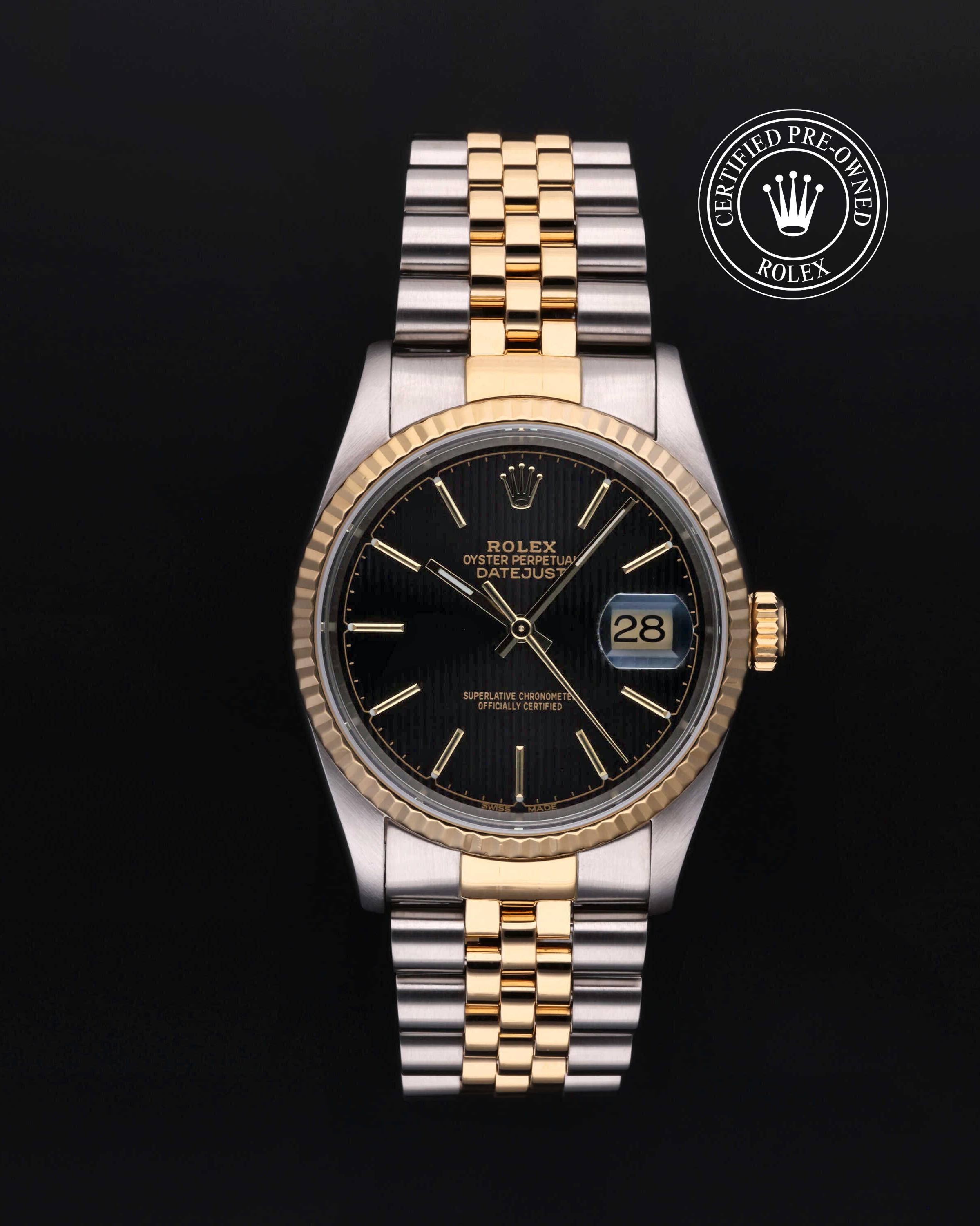 Rolex Datejust in Rolesor 18 Carat Yellow M16233-0049 at Benari Jewelers