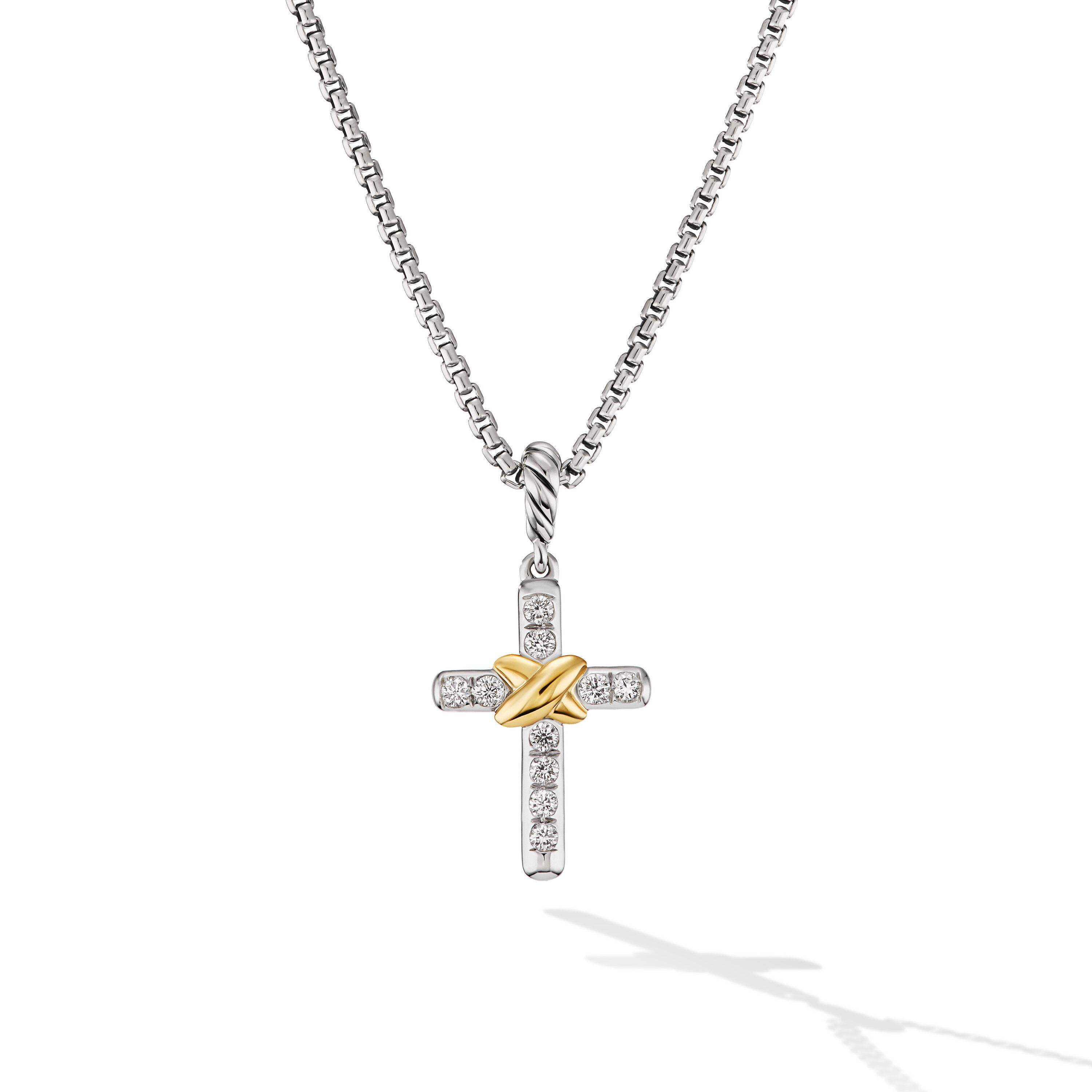David Yurman デイヴィッドヤーマン シルバー クロス ネックレス Diamond Cross Necklace in Silver | David Yurman