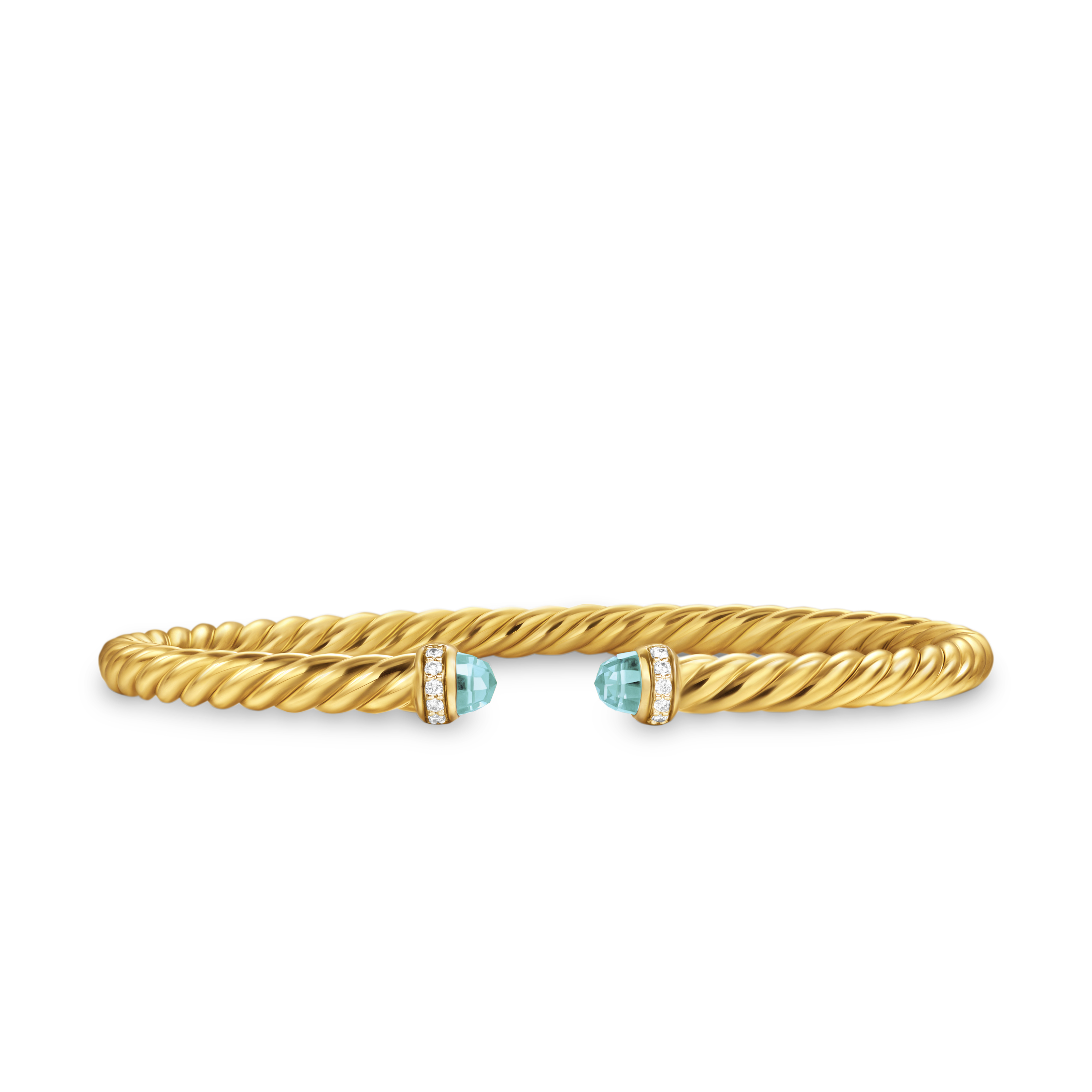 エムン　0423 Cablespira® Flex Bracelet in 18K Yellow Gold with Aquamarine and