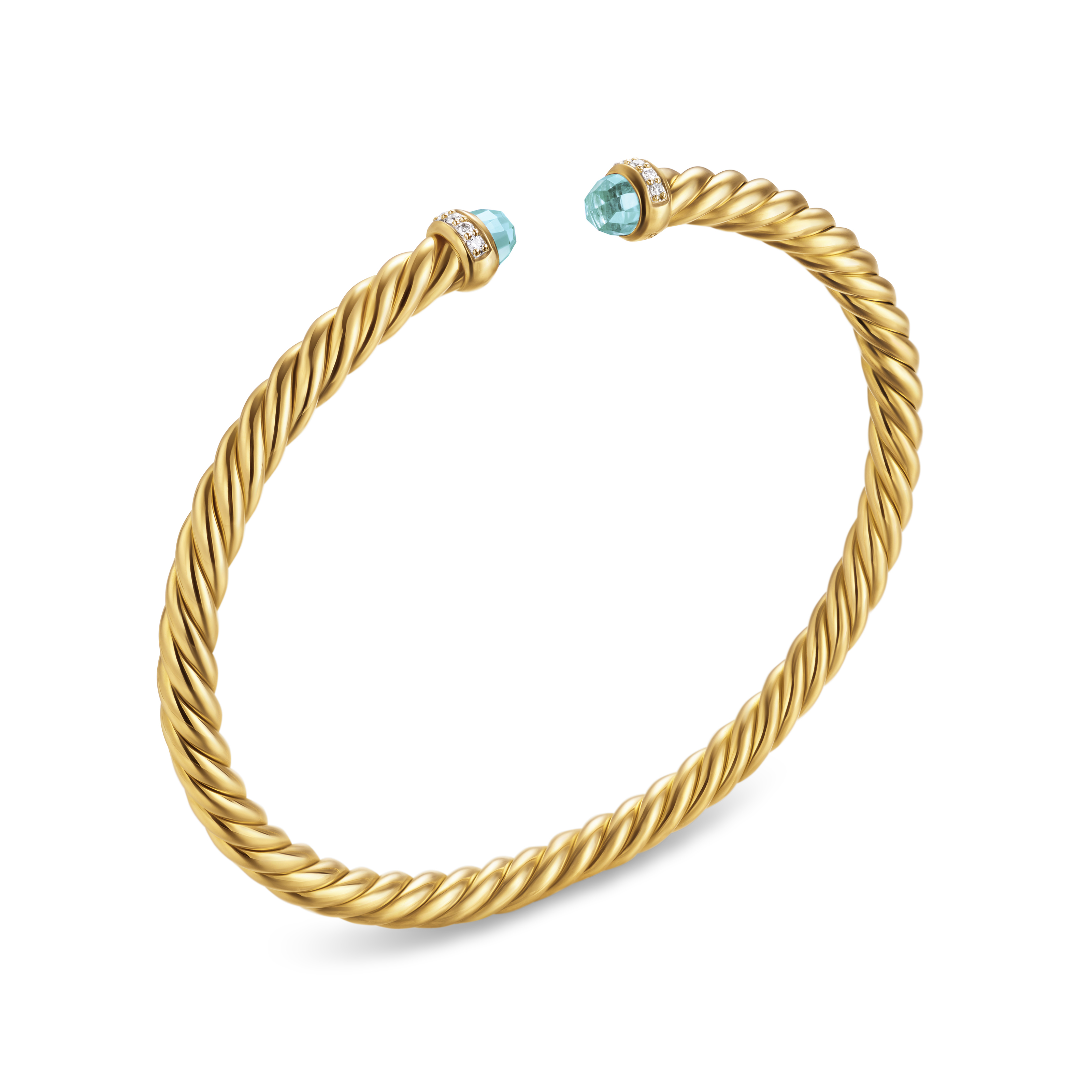 Cablespira® Flex Bracelet in 18K Yellow Gold with Aquamarine and