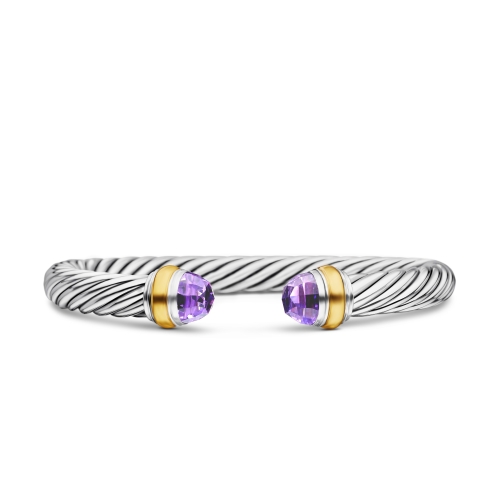 7 mm Color Classics Bracelet in Sterling Silver and 14k Yellow Gold with Faceted Amethyst