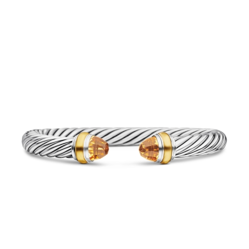 Classic Cable Bracelet in Sterling Silver with 14K Yellow Gold and Citrine, 7mm