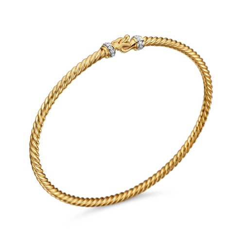 2.6mm Cable Color Classics Bracelet in 18k Yellow Gold with Diamonds