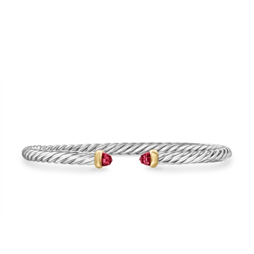 Cable Flex Bracelet in Sterling Silver with 14K Yellow Gold and