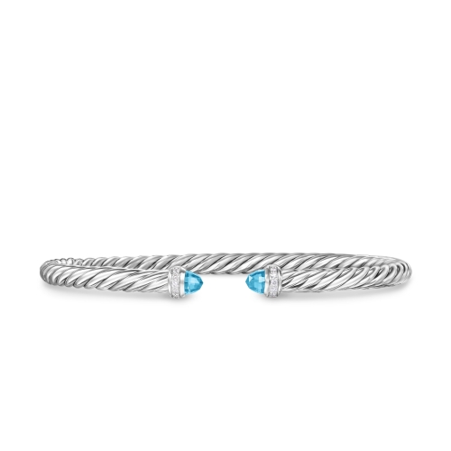 Cablespira Flex® Bracelet in Sterling Silver with Blue Topaz and
