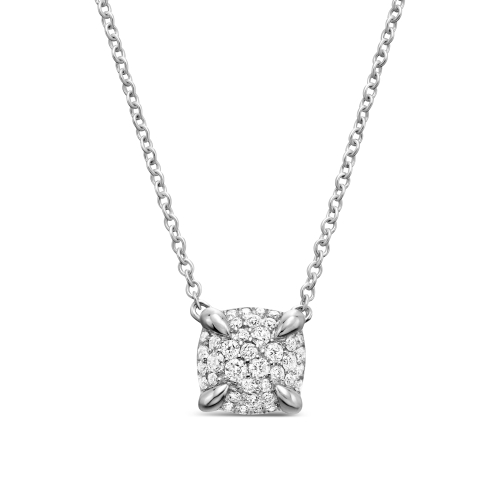 Petite Chatelaine® Pendant Necklace in Sterling Silver with Pavé Diamonds, 7mm