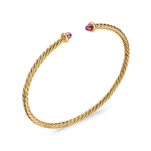 Micro Cablespira® Flex Bracelet in 18K Yellow Gold with Pink Tourmaline, 2.6mm