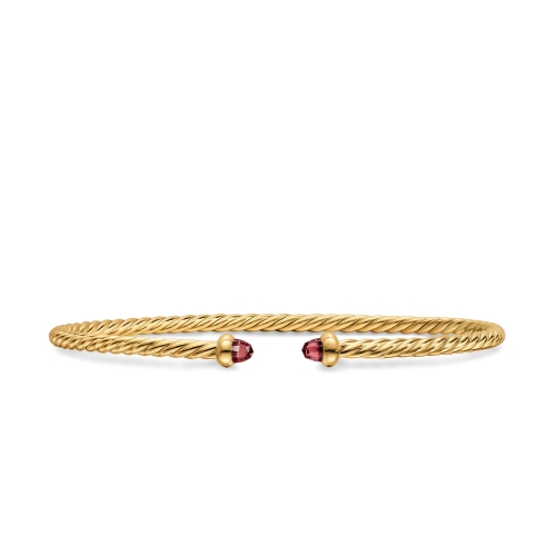 Micro Cablespira® Flex Bracelet in 18K Yellow Gold with Rhodolite Garnet, 2.6mm