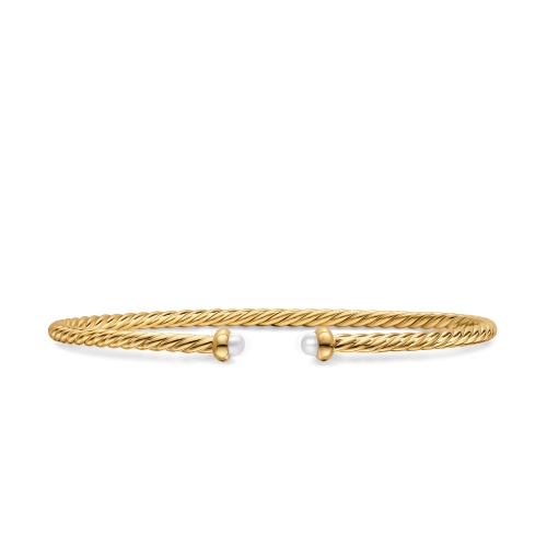 Micro Cablespira® Flex Bracelet in 18K Yellow Gold with Pearls, 2.6mm