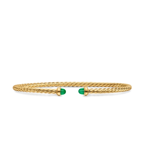 Micro Cablespira® Flex Bracelet in 18K Yellow Gold with Emeralds, 2.6mm