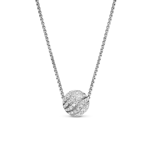 Sculpted Cable Pendant Necklace in Sterling Silver with Diamonds, 10mm
