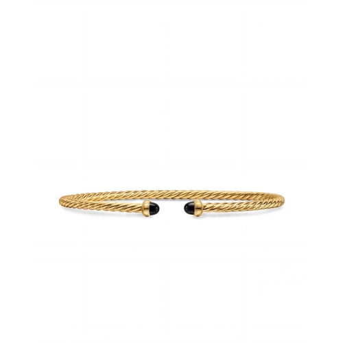 Micro Cablespira® Flex Bracelet in 18K Yellow Gold with Black Onyx, 2.6mm