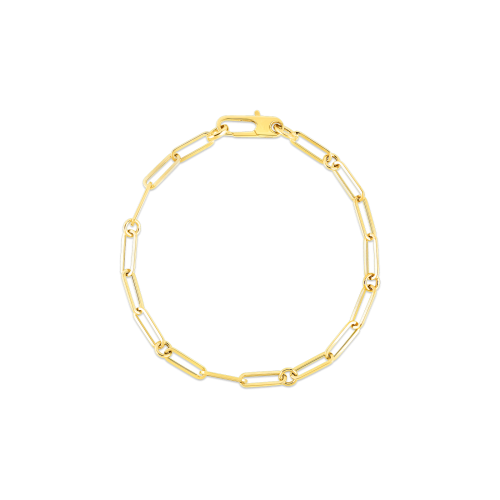 Roberto Coin Designer Gold Paperclip and Round Link Long Bracelet 5310167AYGB0