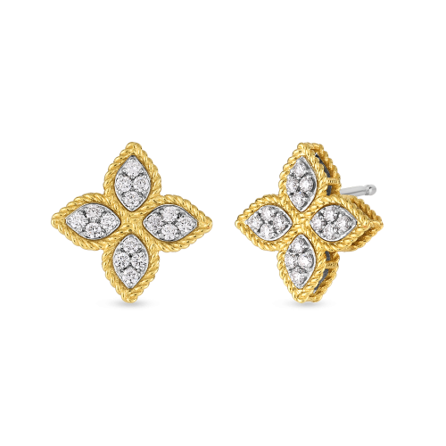 Roberto Coin Princess Flower Medium Diamond Stud Earrings 7771382AJERX