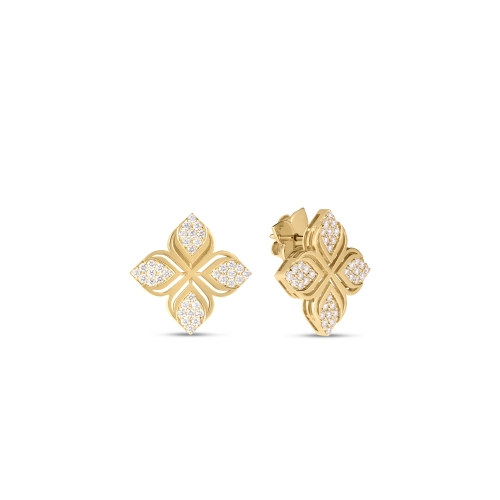 Roberto Coin Arabesque Pave Diamond Flower Earrings 7773691AYERX