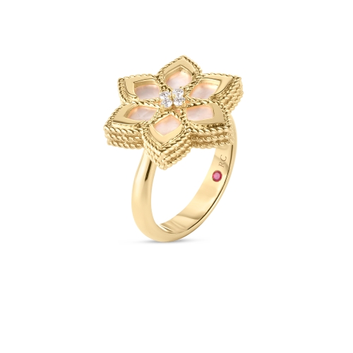 Roberto Coin Vernazza Diamond Mother Of Pearl Flower Ring 7773711AY65X