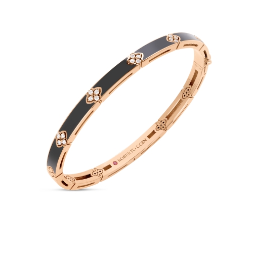 Roberto Coin Love In Verona Diamond And Black Enamel Bangle 8883703AXBAX