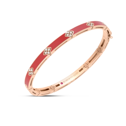 Roberto Coin Love In Verona Diamond And Coral Enamel Bangle 8883709AXBAX