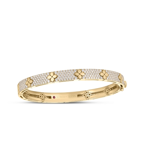 Roberto Coin Love in Verona Pave Diamond And Polished Flower Bangle 8883385AYBAX