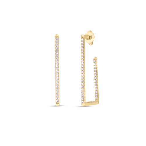 Roberto Coin Small Rectangular Diamond Earrings 000631AYERX0