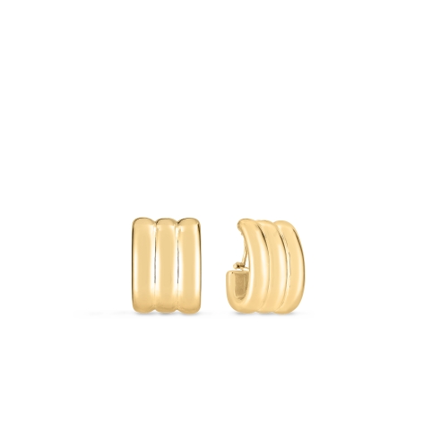 Roberto Coin Designer Gold Wide Ridged Earrings 6740656AYER0