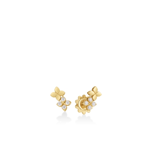 Roberto Coin Love In Verona Diamond And Polished Finish Double Flower Stud Earrings 8883700AYERX