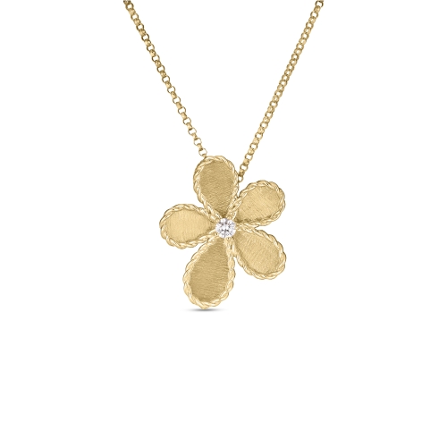 Roberto Coin Jasmine Diamond And Satin Finish Flower Necklace 7773721AJCHX