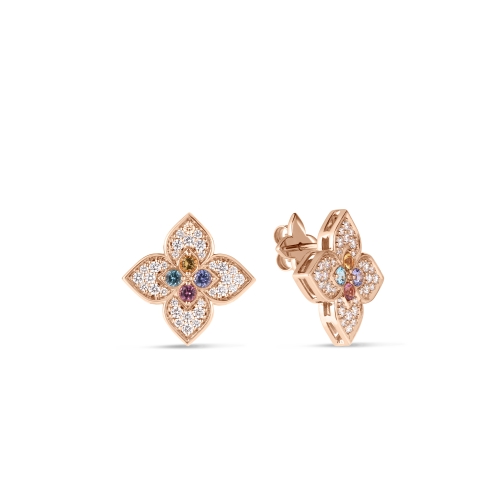 Roberto Coin Venetian Princess Carnival Pave Diamond And Mixed Stones Large Flowers Stud Earrings 8883561AXERX