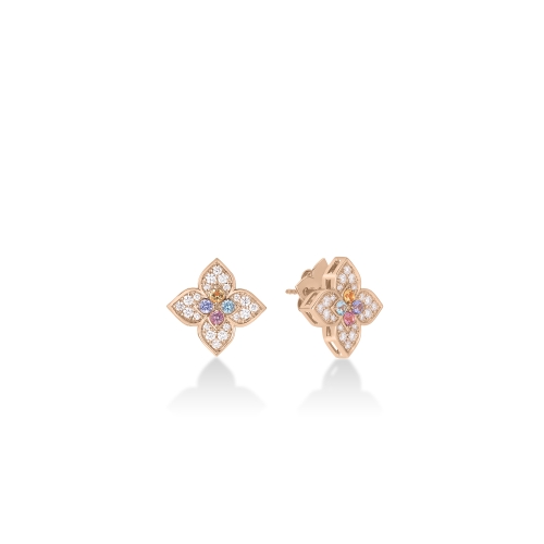 Roberto Coin Venetian Princess Carnival Pave Diamond and Mixed Stones Medium Flower Stud Earrings 7773746AXERX